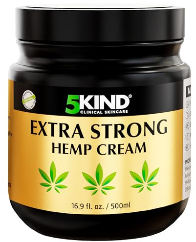 5kind Extra Starke Hanfcreme 500ml - Hochkonzentriertes Hanföl und Arnika-Creme - zur Massage von Gelenken & Muskeln, unterem Rücken, Knien, Nacken & Schultern - Reich an natürlichen Extrakten