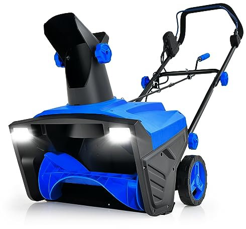 COSTWAY Spazzaneve Elettrico 2300 W, Fresa Spazzaneve Elettrico con 2 Luci, Scivolo Rotante a 180°, Ampiezza d'Azione 50 cm, Profondità d'Azione 25 cm, Macchina Sgombraneve con Angolo Regolabile (Blu)