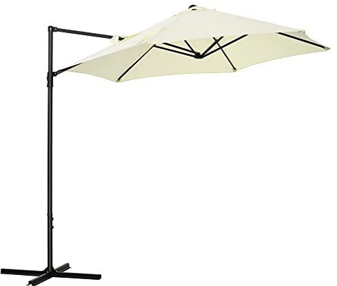 Outsunny Parasol déporté octogonal diamètre 256 cm mât en acier - beige