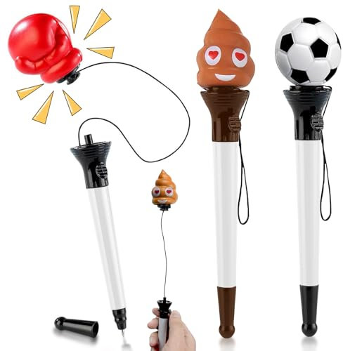 shallyong Kugelschreiber Personalisiert, 3 Stück Kugelschreiber mit Kette, Coole Geschenke Jungs 10 Jahre, kugelschreiber, Einzigartig Ostergeschenk für Kinder, Lustig Scherzartikel Stift, Geschenk