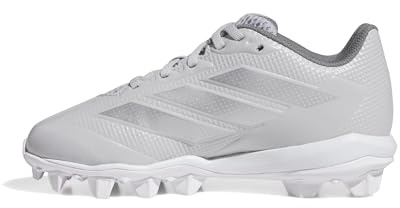 adidas Unisex-Kids Adizero Instinct 2.0 Molded Softball, Team Light Grey/Silver Metallic/White, 4.5