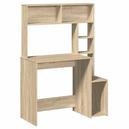vidaXL Schreibtisch mit Regal Sonoma-Eiche 100x45x140 cm Holzwerkstoff, Bürotisch, Tisch, PC-Tisch, Computertisch, Laptoptisch, Arbeitstisch