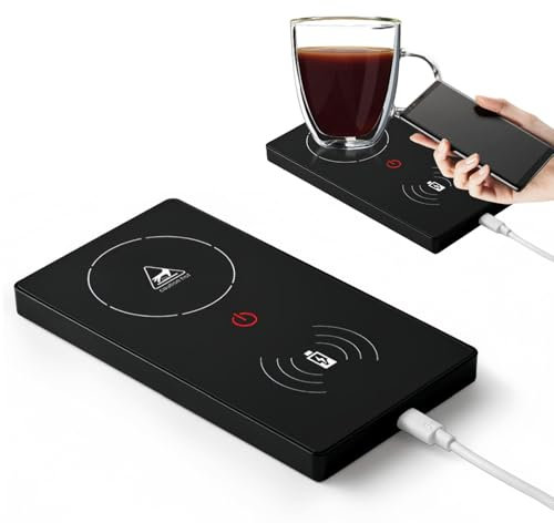 Piatto scaldabibande elettrico multifunzione 2 in 1, scalda-tazza da caffè alimentato tramite USB, scalda tazza da caffè e tazza intelligente, scalda caffè/scalda per scrivania, sottobicchiere