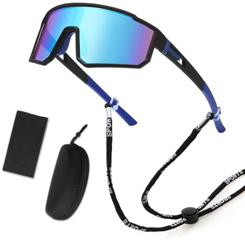 Homethrive Occhiali Ciclismo Uomo Donna,Occhiali da Sole Sportivi Polarizzati UV400 Occhiali Veloci Occhiali Running, Occhiali MTB Uomo per Ciclismo Motociclismo Corsa Sci Alpinismo Pesca Blu