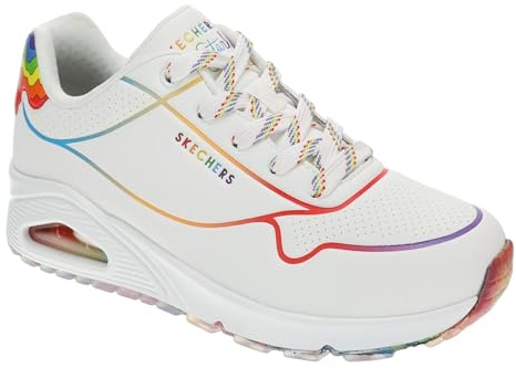 Skechers Uno-Drizzl'n Rainbow - Tenis para Mujer, Blanco/Multicolor, 38 EU