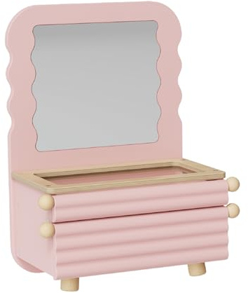LOL-FUN Jouet Coffrets de Maquillage et de Bijoux pour Enfant 3 Ans, Jeux Coiffeuse en Bois, Cadeau pour Princesse Fille 3 4 5 6 Ans