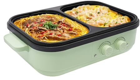 Pentola elettrica da 1300 W, 2 in 1, doppia regolazione della temperatura, capacità 1 l (Hot Pot), 0,2 l (padella) per famiglie, feste di famiglia, riunioni con amici, ecc