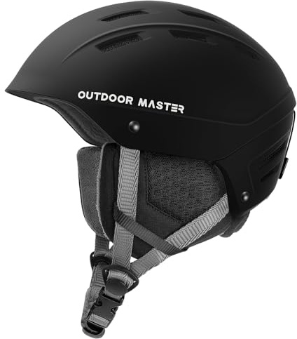 OutdoorMaster Casco Sci Uomo/Donna Modello Kelvin II, Con14 Canali di Ventilazione e Sistema di Regolazione a Rotella, Fodera Rimovibile, Certificato ASTM, per Sci e Snowboard