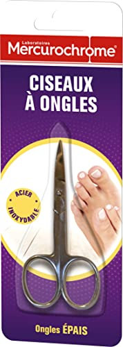 MERCUROCHROME - Ciseaux à Ongles – Ongles durs et épais - Coupe Nette et Précise des Ongles - Acier Inoxydable, A rincer à l'eau - Résistant - Facile à Manipuler