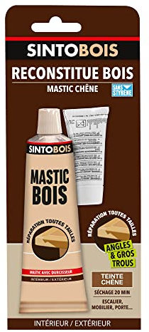 SINTO 139705 - Reconstitue Bois pour Parties Manquantes Chêne - mastic 60g / durcisseur 8g