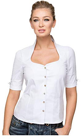 Stockerpoint Damen Priscilla Trachtenbluse, Weiß (Weiss Weiss), 42