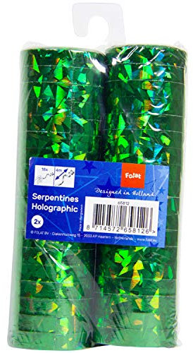 Folat 65812 – Stelle filanti – Verde olografico – 2 Rotoli da 18 Serpenti – 4 m di Lunghezza