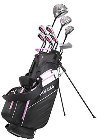 Precise AMG Damen Golfschläger-Set inkl. Driver, Fairway, Hybrid, 6-PW Eisen, Putter, Standtasche, 3 H/C, Größen, Rose, Petite Size -1