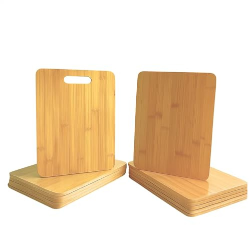 Set of 12, Bulk Wholesale Bamboo Cutting Boards – Thin 12x9 Blank Wood Charcuterie Tray, Grazing Platter for Cheese, Fruits, Veggies, Catering, Engraving Gifts, Resin Epoxy Crafts, Wall Art