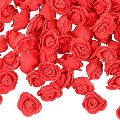 VINFUTUR Künstliche Rosen, Blütenköpfe, künstliche Blumen, aus Schaumstoff, Dekoration für Haus, Hochzeit, Party (rot, 2,5 cm), 200 Stück