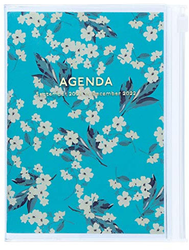 MARK'S 2021/2022 Taschenkalender A6 vertikal, Flower Pattern, Turquoise: Von September 2021 bis Dezember 2022