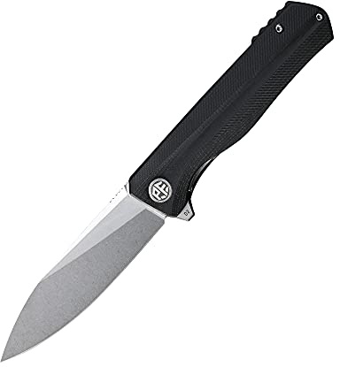 Petrified fish PF818 Cuchillo Plegable 3,54 inch Cuchilla de satén de acero D2 G10 Mango EDC cuchillo de bolsillo (Black Stonewashed)