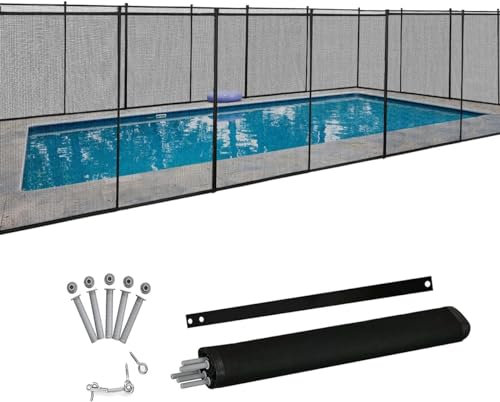 RELAX4LIFE Valla para Piscina 360x125cm con 4 Piezas y Cerradura, Valla de Seguridad para Piscina con Marco de Aluminio y Tubos de Pie, Valla de Protección para Piscina y Estanque (Negro)