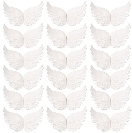 JIHUOO 18 Pcs Plastic Angel Wings White Craft Wings Cake Topper Decoration Christmas Tree Ornaments