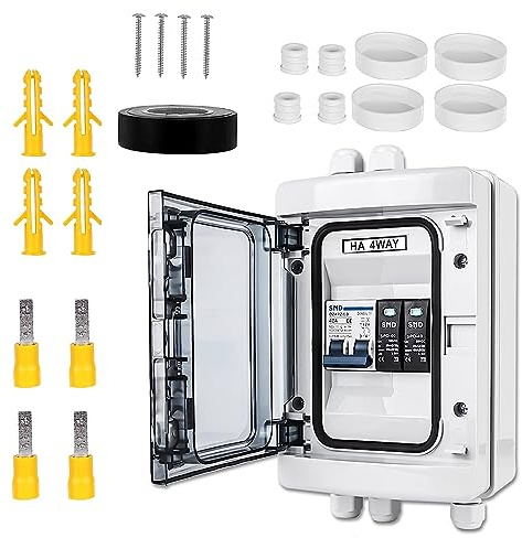 SPORWAY Protezione da sovratensione PV DC, interruttore di separazione, protezione da fulmine, interruttore magnetotermico 500 V DC 2 poli, 40 A, 20-40 KA, interruttore di separazione, impianto solare