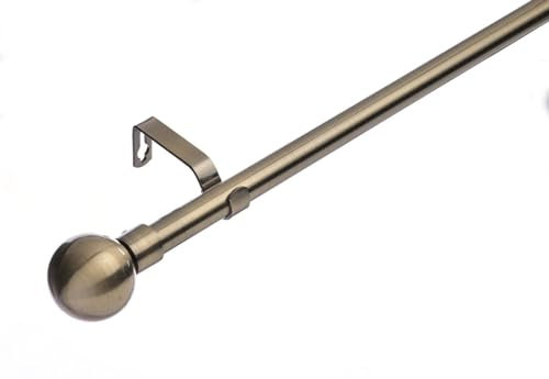 Lister Cartwright 19 mm Extendable Metal Curtain Poles, Antique Brass (Ball Finials, 70-120 cm)