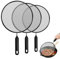 LEKEFETO 3 pezzi paraspruzzi in acciaio inox: filtro paraspruzzi con maniglia, coperchio di prova per padelle, padella e olio, coperchio per padelle, pentole, skillet, 21 cm, 25 cm, 29 cm di diametro