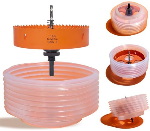 VIKITON 6 Hole Saw for Recessed Lights, 6 Inch Hole Cutter with Dust Bowl Catcher for Led Recessed Lighting 6 Inch and Wood Metal Drywall, Bi-Metal Construction