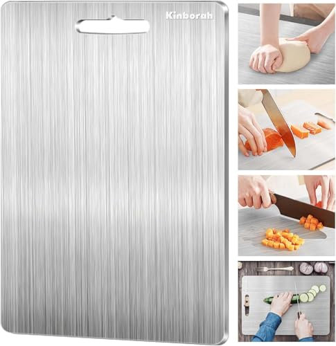 Planche à découper en titane, planche de cuisine durable et résistante aux rayures, double face antibactérienne, facile à nettoyer, légère et non toxique, résistante à la rouille 29x20cm