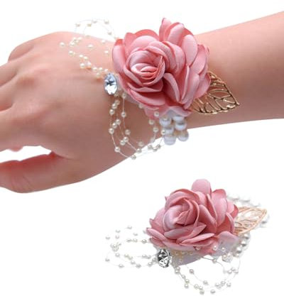 FDCGAS 1PCS di Fiori Bracciale da Sposa per Matrimonio,Accessori da sposa,Fiore da Polso da Sposa Decorativo,Bracciale Polso Fiori Matrimoni,Simulazione di Fiori da Polso per Decorazioni