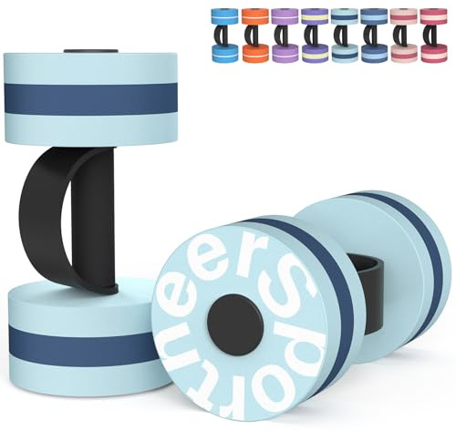 Sportneer Aqua - Set di manubri acquatici in schiuma EVA per acquagym e acquafitness, per acquagyogging e accessori per un allenamento efficace dell'acqua (blu)