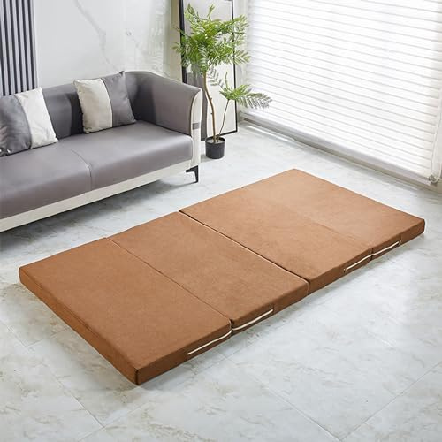 Bärbar hopfällbar madrass dubbel med tvättbart överdrag halkfri golvmadrass för resor camping bäddsoffa och bil gästmatta soffa (200 x 60 x 5 cm blå)