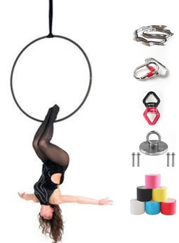 Nicvrea Aerial Hoop Set, Luft -Lyra -Hoop, Professionelles Zirkus Fitness Aerial Hoop Kit Mit Komplettem Rigging -Hardware -Kit, AkrobatikausrüStung HäNgende Ringe Zuhause,85cmpaint-3.2cm