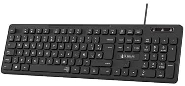 Watio Wave Teclado - Teclado Slim y silencioso con conexión Cableada, diseño Negro Elegante, Ideal para Oficina y Uso prolongado. *