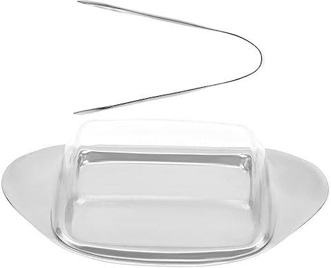 FUNNETOYU 1set Contenitore Per Burro e Piatto Inossidabile Design Elegante e Funzionale Per Conservare Burro Formaggio e Dessert Freschi Cucina Facile Da Pulire e Sicuro Per Alimenti