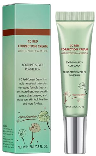 Fond de teint crème correcteur de teint CC Cream, SPF 25, Automatique de Teint avec Correction Colorielle, Hydrate tout en atténuant les rougeurs,15 ml