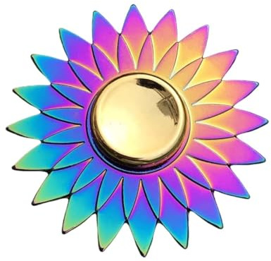 JUGUTA Fidget Spinners, 1 Pieza, Spinner Metálico Diseño Loto, Rodamiento De Bolas Acero Inoxidable, Efecto Degradado Multicolor, Medidas 6.3X6.3X1.3Cm.