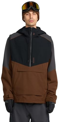 Volcom Men's Brighton Pullover Snowboard Jacket – Stretch Fabric, Zip Tech, Fully Taped Seams