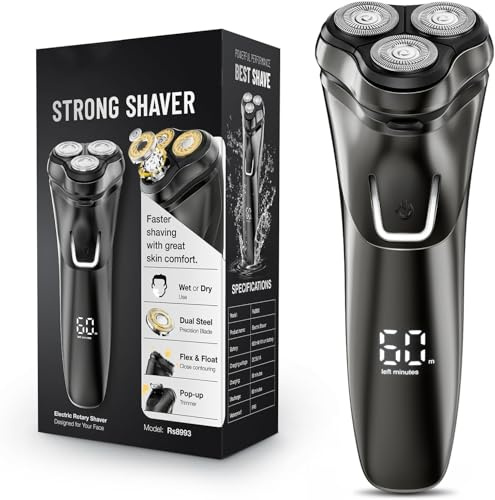 Cordless Electric Razor for Men: 4D Floating Mens Shavers Waterproof with LED Display & Travel Lock - USB Rechargeable Beard Shaver with Pop-up Trimmer