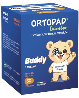 MASTER AID Ortopad Buddy Regular - Cerotti Colorati Oculari per Bambini - Cerotto Occlusore Occhio Bambini per il Trattamento di Occhio Pigro e Strabismo - 1 Confezione da 50 Pezzi - 8,5 x 5,9 cm