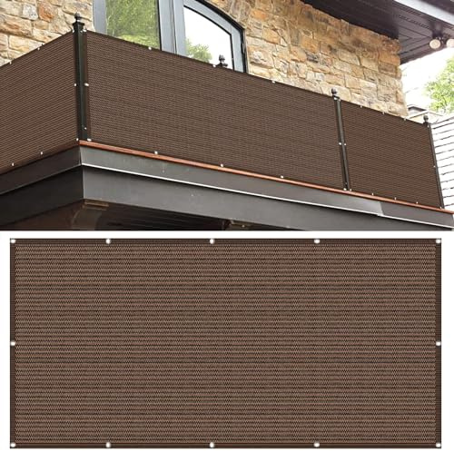 Balkon-skydd, 30 x 100 cm, UV-harts, vindtät, vattentät, riv-resint, öljettdesign, buntband ingår trädgård för balkong, terrass, brun