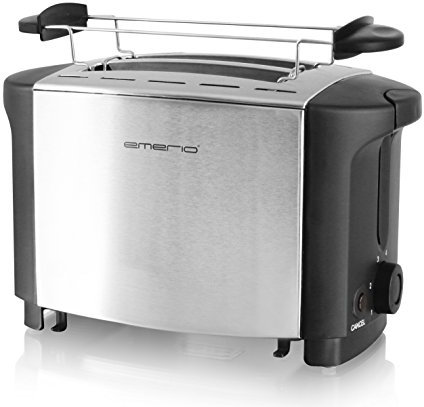 Emerio TO-108275.1 Toaster, 18/8, Edelstahl, Schwarz