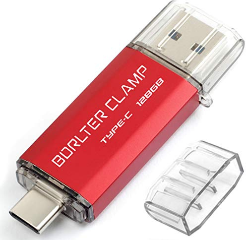 128GB Memoria USB de Tipo C, Unidad Flash USB 3.0 de Doble Puerto, USB C OTG Memory Stick Pendrive para Smartphones, Tabletas y Computadoras (Rojo)