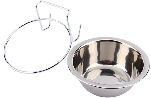 Akozon Pet Bowl Cage Bowl, Hook on Feeding Dog Bowl Pet Rabbit Bird Dog Puppy Food Water Cage Cup Clamp Holder (S)