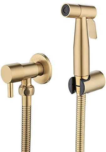 LOSCHEN Stainless Steel Bidet Sprayer kit for Toilet,Hand Held Sprayer Shattaf Toilet Attachment for Pet Bath/Personal Hygiene/Bathroom/Closestool,Easy to Install (Gold)