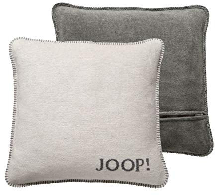 Joop! Kissenhülle Uni Doubleface Ecru-Graphit Baumwolle/Polyacryl, Maße: 50cm x 50cm, 754707