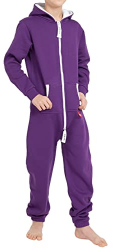 Basisstoff Jumpsuit Yuppie för barn, pojkar och flickor, overall/onesie, lila, 98-104