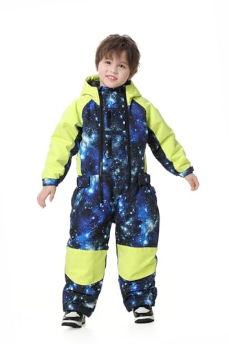 BUMDEEP Kids Girls Boys One Pieces Snowsuits Ski Suits Jumpsuits Snowboard Outdoor Winter Waterproof Jackets(Nebula,120cm)