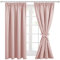 Hiasan Pink Blackout Curtains - Pencil Pleat for Girls Bedroom & Living Room - Thermal - 46 x 54 Inch - 2 Panels with Tiebacks