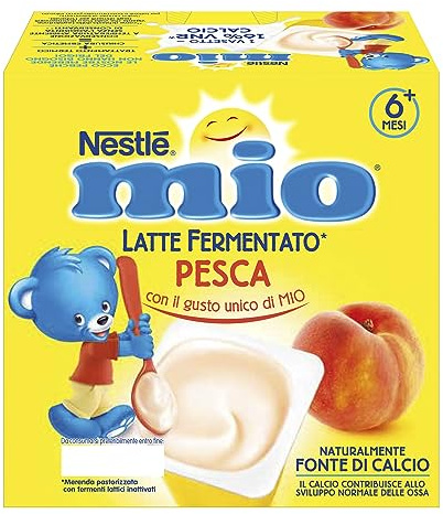 NESTLÉ MIO Merenda al Latte Fermentato Pesca, 4 Vasetti da 100g (400g)