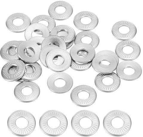 PATIKIL 304 Stainless Steel Flat Washers, 50 Pack M4x10mm Belleville Spring Disc Washer Conical Knurled Metric Gasket for Automotive Industrial Construction